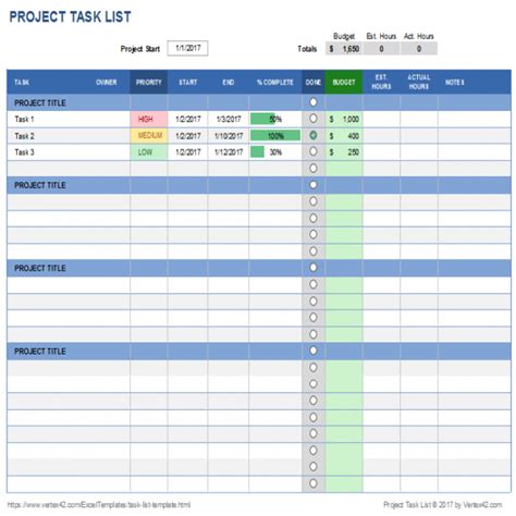 Project Management Task List Template Task List Templates