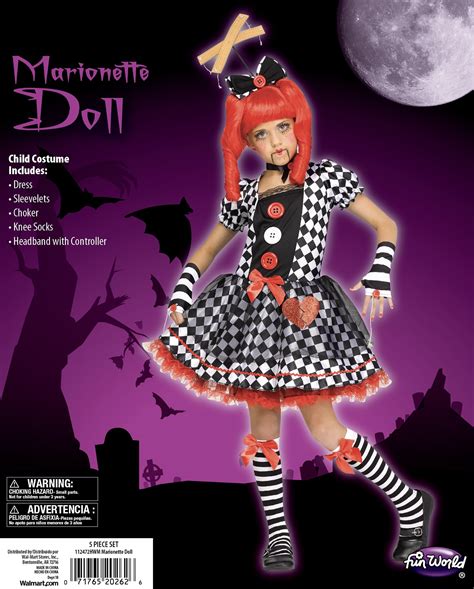 Halloween Girls Marionette Doll Child Costume Size Large By Fun World