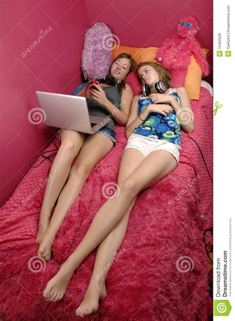 Teens Using Electronics Royalty Free Stock Image Image