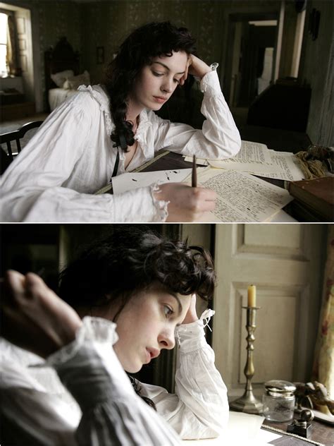 It depicts the early life of the british author jane austen and her lasting love for thomas langlois lefroy. Anne Hathaway, Jane Austen - Becoming Jane directed by ...
