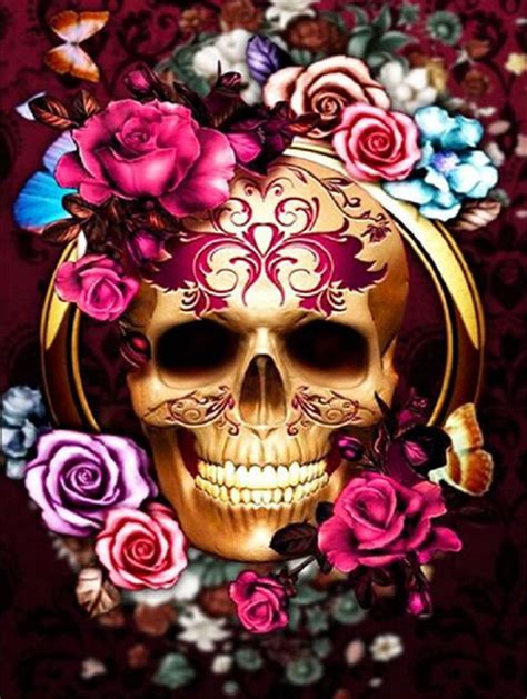 5d Diamond Painting Skull And Roses Kit Bonanza Marketplace