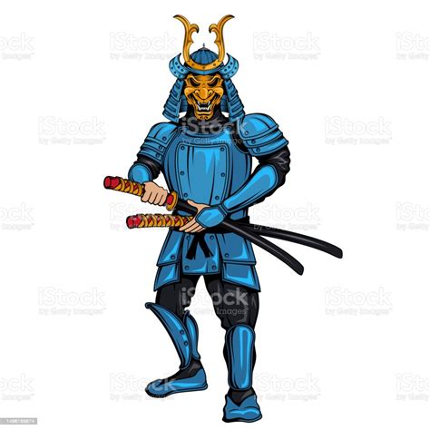 Samurai Vector Illustration Of A Japanese Soldier With A Katana In His