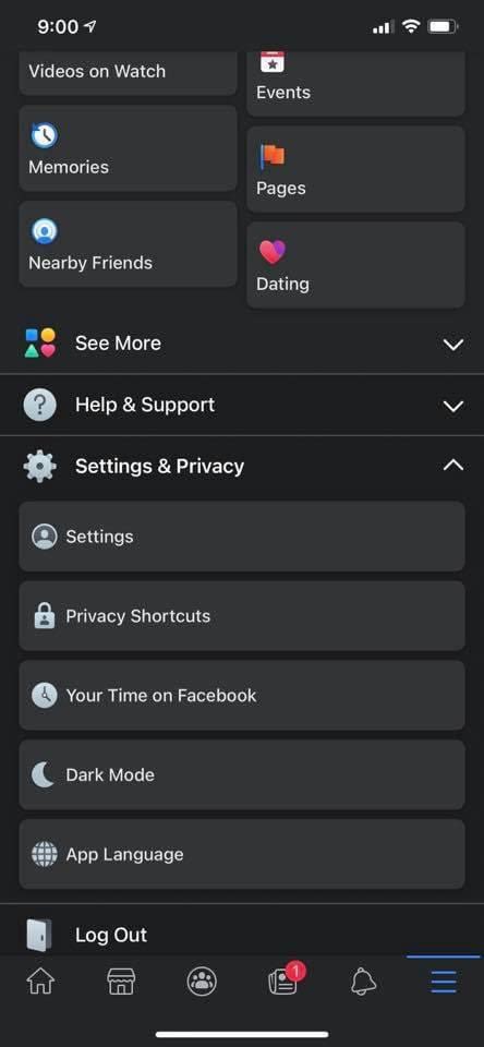 Go to the more menu in the top navigation and scroll down to if you're part of the test, dark mode will be listed there. Facebook na iOS z dark mode u kolejnych użytkowników iPhone'ów