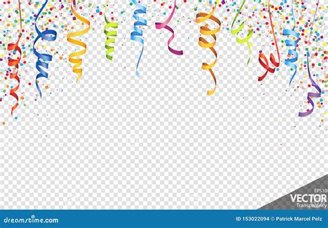 Confetti And Streamers Party Background Vector Illustration