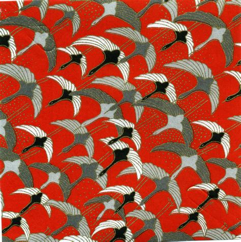An Orange And Grey Pattern With Birds On It