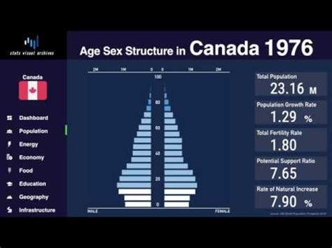 Canada Changing Of Population Pyramid Demographics 1950 2100