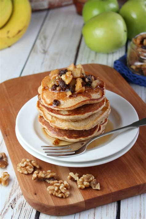 Whole Wheat Banana Walnut Pancakes With Sprouts On