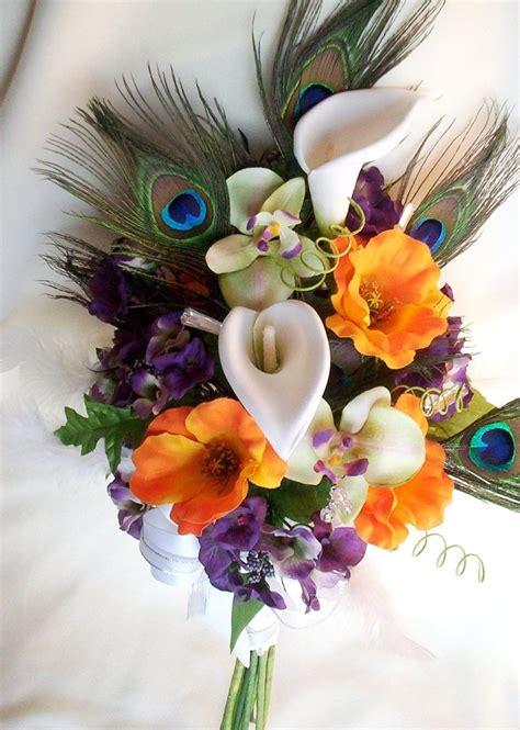 Maybe you would like to learn more about one of these? Peacock Wedding Bridal Bouquet orange Poppies Orchids ...