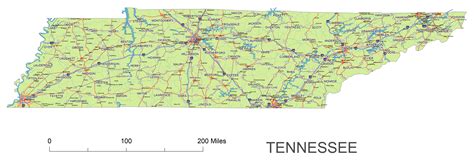 Tennessee State Vector Road Map Lossless Scalable Aipdf Map For