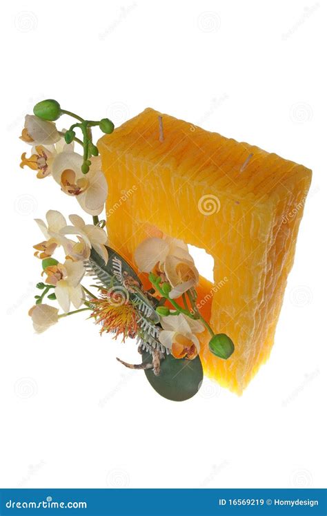 Large Yellow Candle With The Flower Stock Image Image Of Large