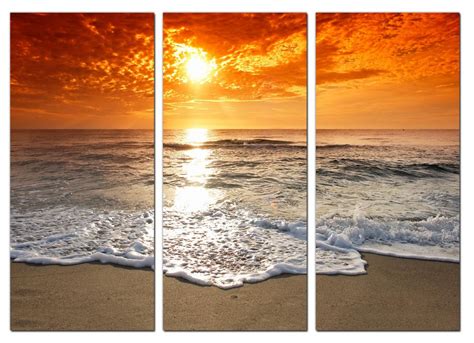 Cheap Beach Sunset Canvas Prints Uk Set Of 3 For Your Living Room