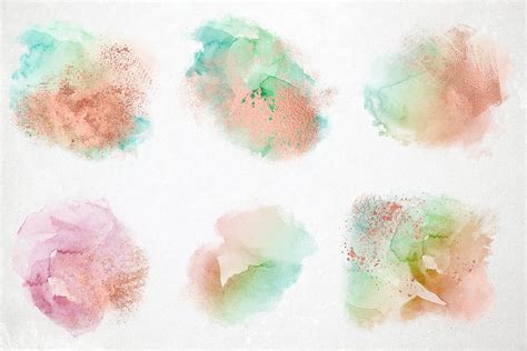Watercolor Splashes With Rose Gold Custom Designed Graphic Objects