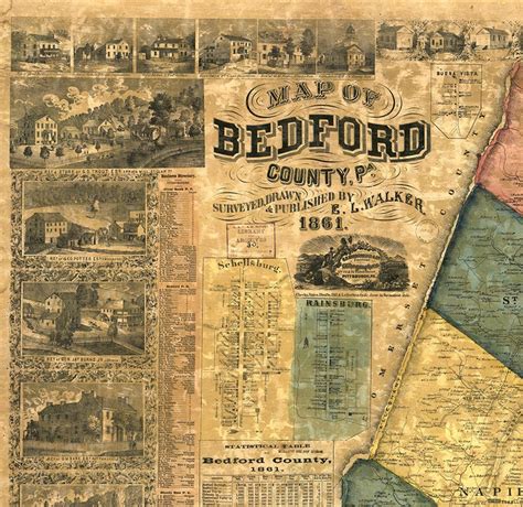 Map Of Bedford County Pennsylvania Pa 1861 Vintage Etsy