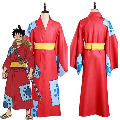 One Piece Wano Country Monkey D Luffy Kimono Outfits Halloween