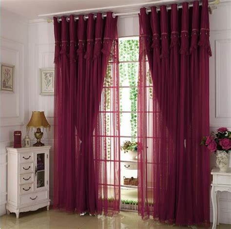 Wine Color Maroon Curtains Lace Sheer Blackout Burgundy Living Room