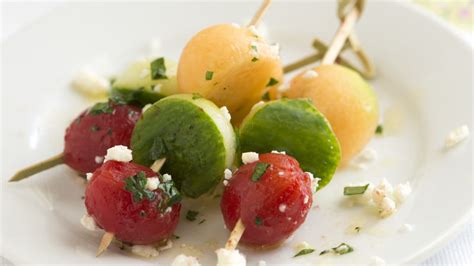 Tomato Cucumber And Melon Skewers Recipe