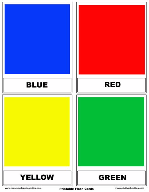 Free Color Flashcards Printable