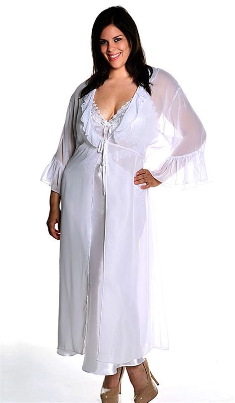 robe bridal sheer chiffon robe w ruffle trim small 3x pajama shoppe