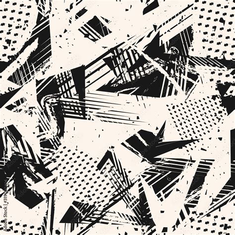 Abstract Monochrome Grunge Seamless Pattern Urban Art Texture With