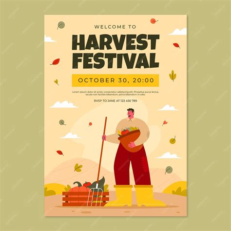 Free Vector Flat Harvest Festival Invitation Template