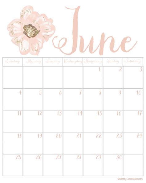 The June 2017 Printable Calendar Is Here And Its Free Print Out And