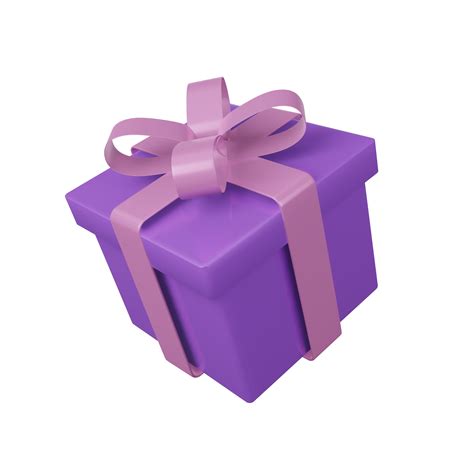 Purple Gift Box With Pink Ribbon Png Transparent D Illustration