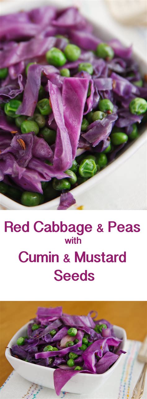 Sprinkle sugar over the cabbage and turn again. Red Cabbage and Peas with Cumin and Mustard Seeds | Recipe ...