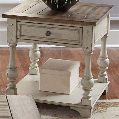 This end table has an industrial style, so it will give your home an edgy warehouse feel. Liberty Furniture Morgan Creek Relaxed Vintage End Table ...