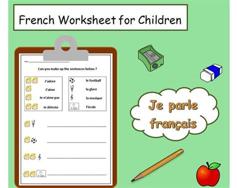 French Writing Activity Printable Language Worksheet French Etsy