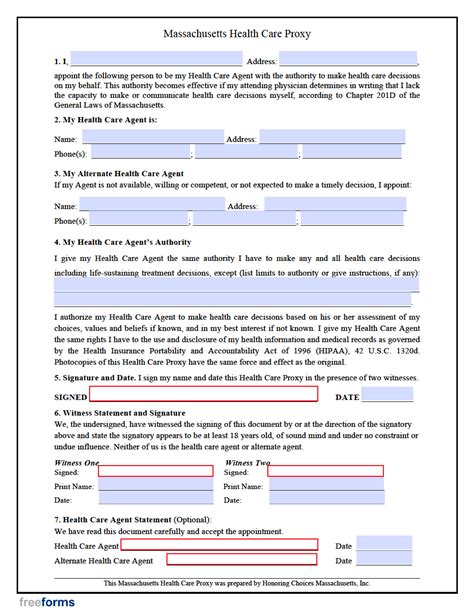 Free Massachusetts Power Of Attorney Forms Pdf Word