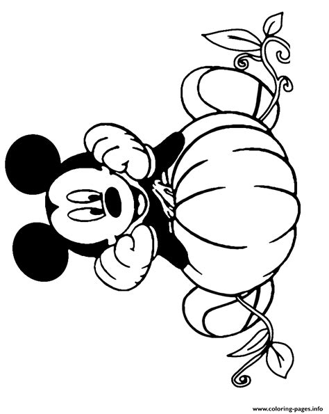 Print Mickey Mouse and a pumpkin disney halloween coloring pages