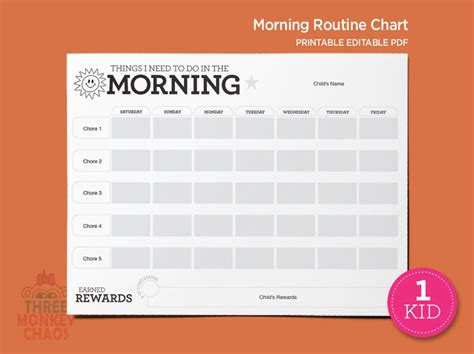 1 Kid Morning Routine Chart Reward Chart Chore Chart Etsy