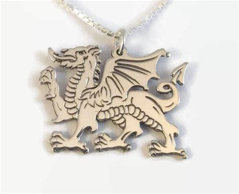 925 Sterling Silver Welsh Dragon Necklace Celtic Dragon Etsy Dragon