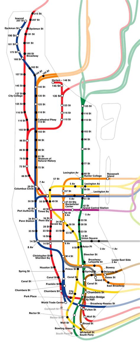 Schematic Subway Map Of Manhattan Manhattan Schematic Subway Map