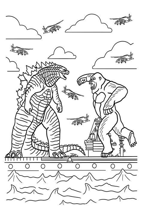 Godzilla King Kong Coloring Pages Coloring Pages