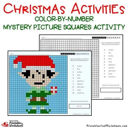 christmas color  number mystery picture activities printables
