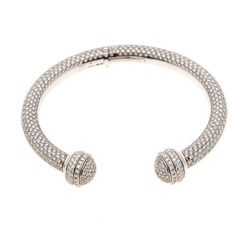 Piaget Possession Diamond Pave White Gold Open Bangle Bracelet At