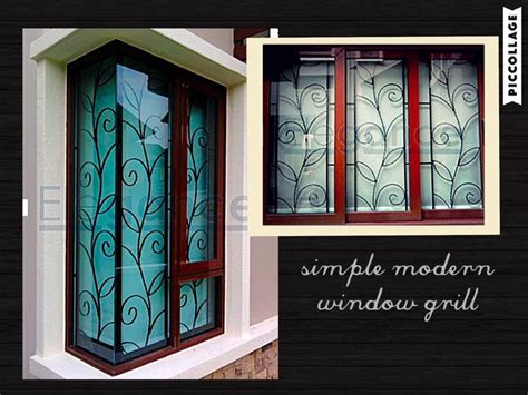 This window grill design is a little more elaborate with elements that curve and intertwine with each other to form an elegant whole that protects the home. love the simple n modern design of this window grill ...
