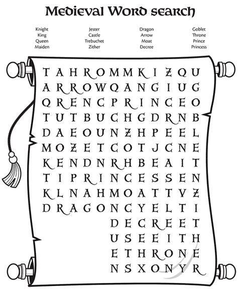 Medieval Activities For Kids Wordsearch Middle Ages Activities Student