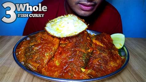Eating VERY SPICY FISH CURRY & EGG FRY WITH RICE || EATING ...