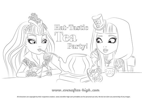 The main characters are raven queen, who does not want to be evil like her mother the evil queen, and apple white, the daughter of snow white who wishes to live happily ever after. Hat-Tastic Party coloring page | Ever After High