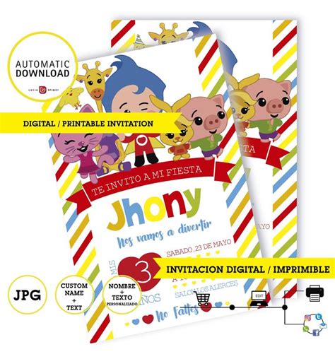 Clown Plim Plim Card Plim Plim Instant Digital Download Etsy Printable Invitations