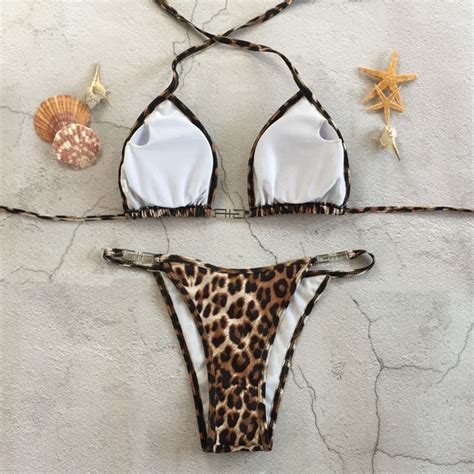 Sexy Leopard Bikinis 2021 Micro Bikini Set Push Up Thong Etsy