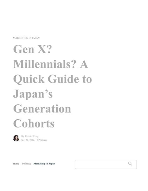 Millennials A Quick Guide To Japans Generation Cohorts Docslib
