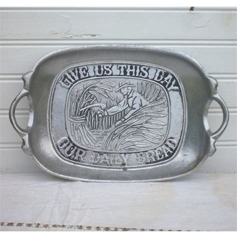 give us this day our daily bread vintage pewter tray