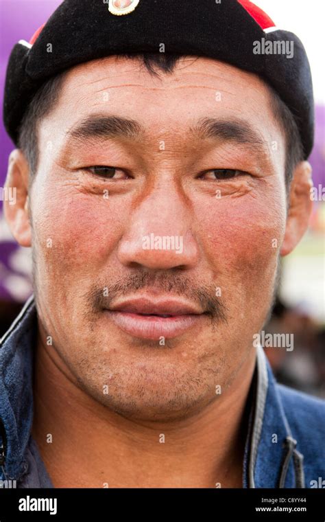 Face Of Mongolian Wrestler Tsagaannuur Khövsgöl Mongolia Stock Photo