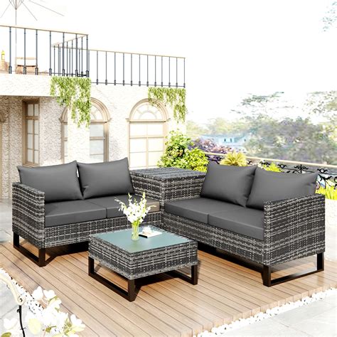 Buy 4 Seater Outdoor Rattan Garden Furniture Sets Patio Conservatory