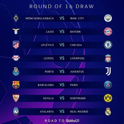 A liga dos campeões tem, habitualmente, uma fase de grupos, depois os oitavos, os quartos e as meias são num de notar que o estádio ataturk, na turquia, já não vai receber a final da liga dos campeões em 2020, mas vai acolher a competição em 2021. PSG vai enfrentar o Barcelona nas oitavas de final da ...