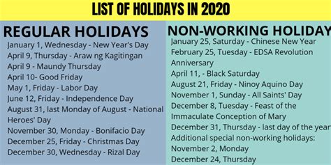 List Of Philippine Holidays 2020 Newstogov