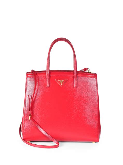 Prada Saffiano Vernice Slim Top Handle Bag In Red Rosso Red Lyst